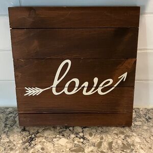 Rustic Brown Wood Love Sign